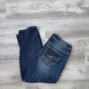 Silver Jeans Aiko Capri Womens Denim Embellished‎ Pockets Size 29 Cropped